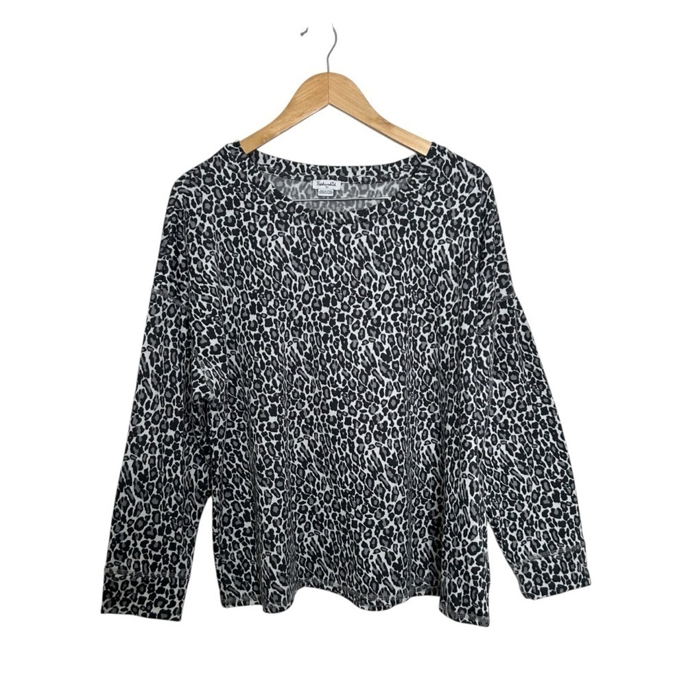 Splendid Long Sleeve Lounge Soft Sweater Top Leopard Print Plus Size 2X - Picture 2 of 7